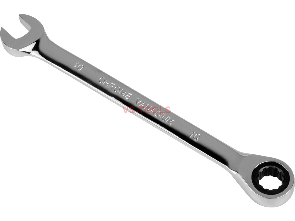 10mm Metric Chromed Ratchet Gear Spanner Fixed Head Combination
